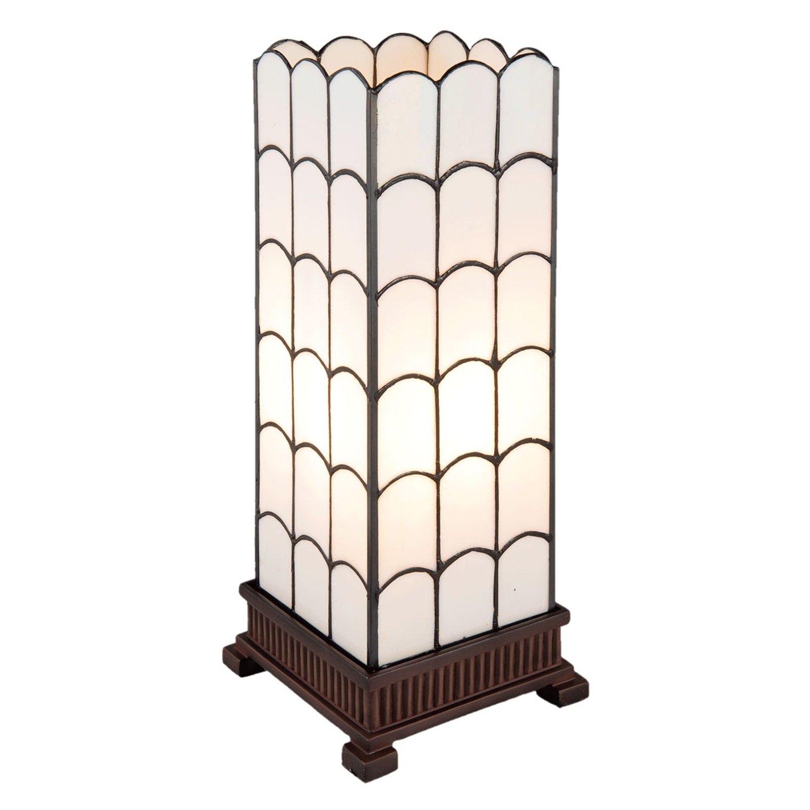 5930 bordlampe i hvitt, Tiffany-design, 45 cm