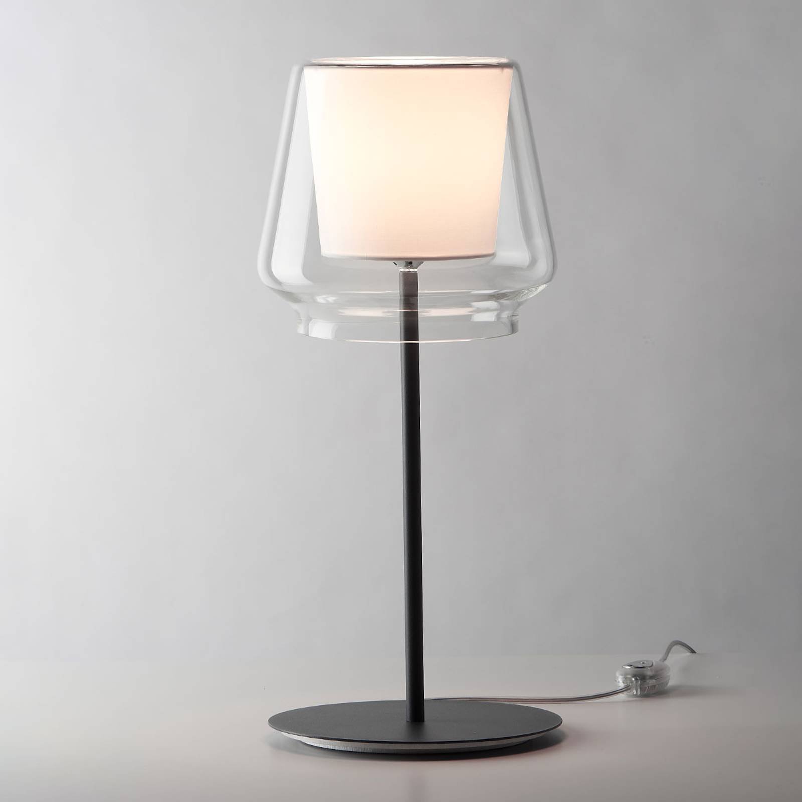 Casablanca Aleve - dimbar bordlampe, stoff hvit