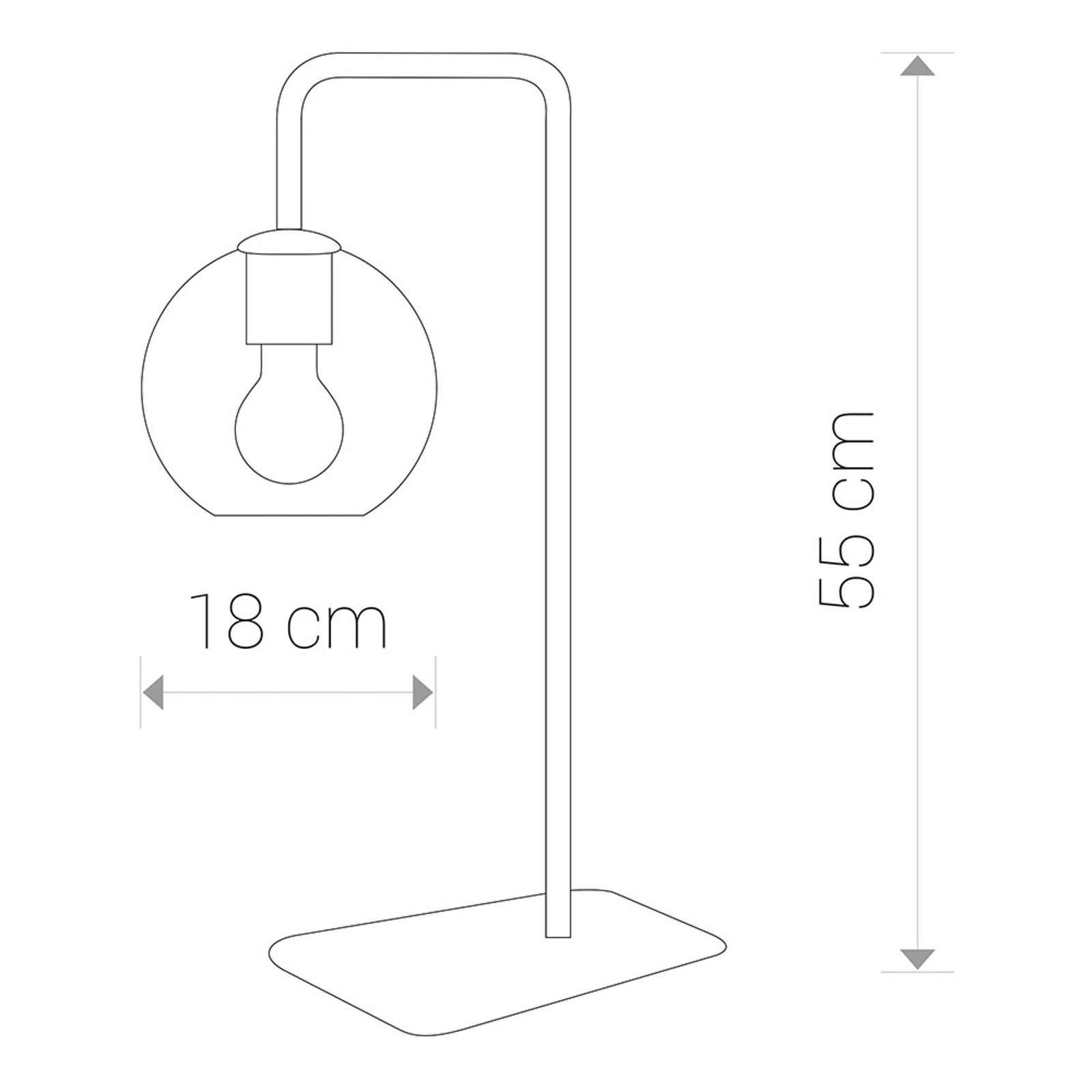 Bordlampe Monaco med glasskule-skjerm