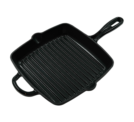 Emaljert Grillpanne Støpejern 25x25 cm Sort
