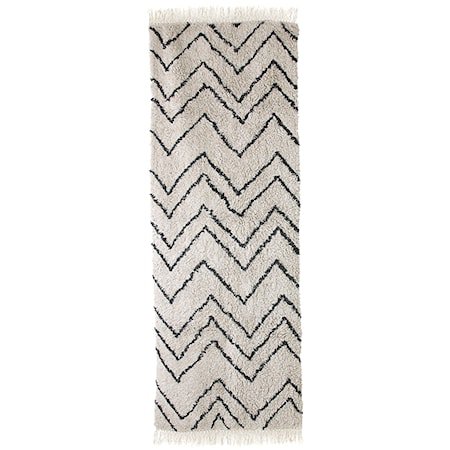 Runner Teppe Zigzag Hvit/Svart 75x220 cm