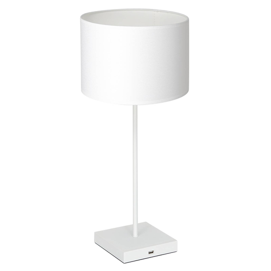 Bordlampe Table, hvit, skjerm sylindrisk hvit