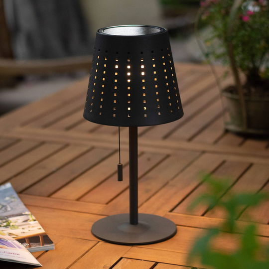 Mandy LED-bordlampe USB-port, solcelle, svart
