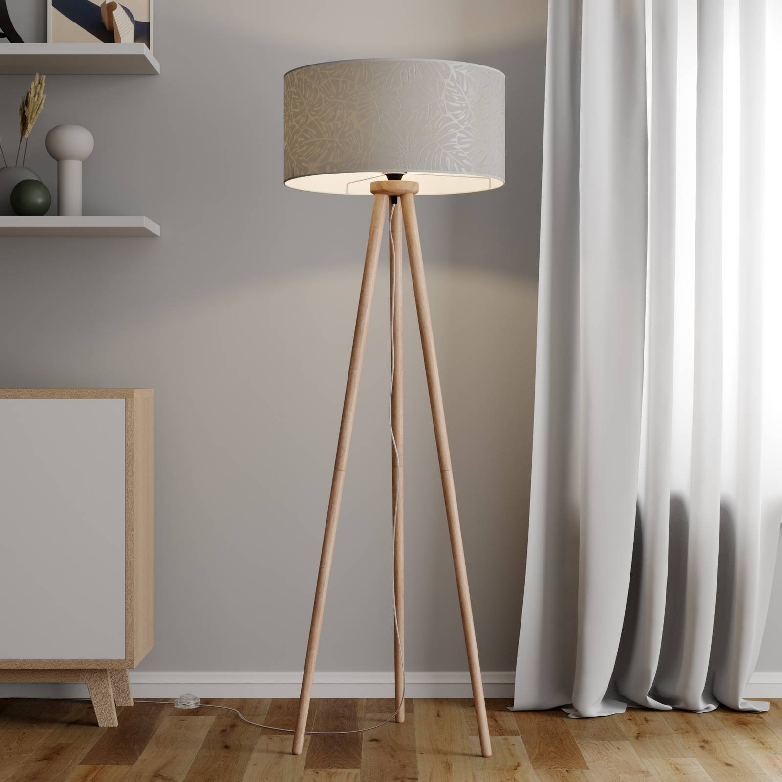 Gulvlampe Hierro med trykket lampeskjerm