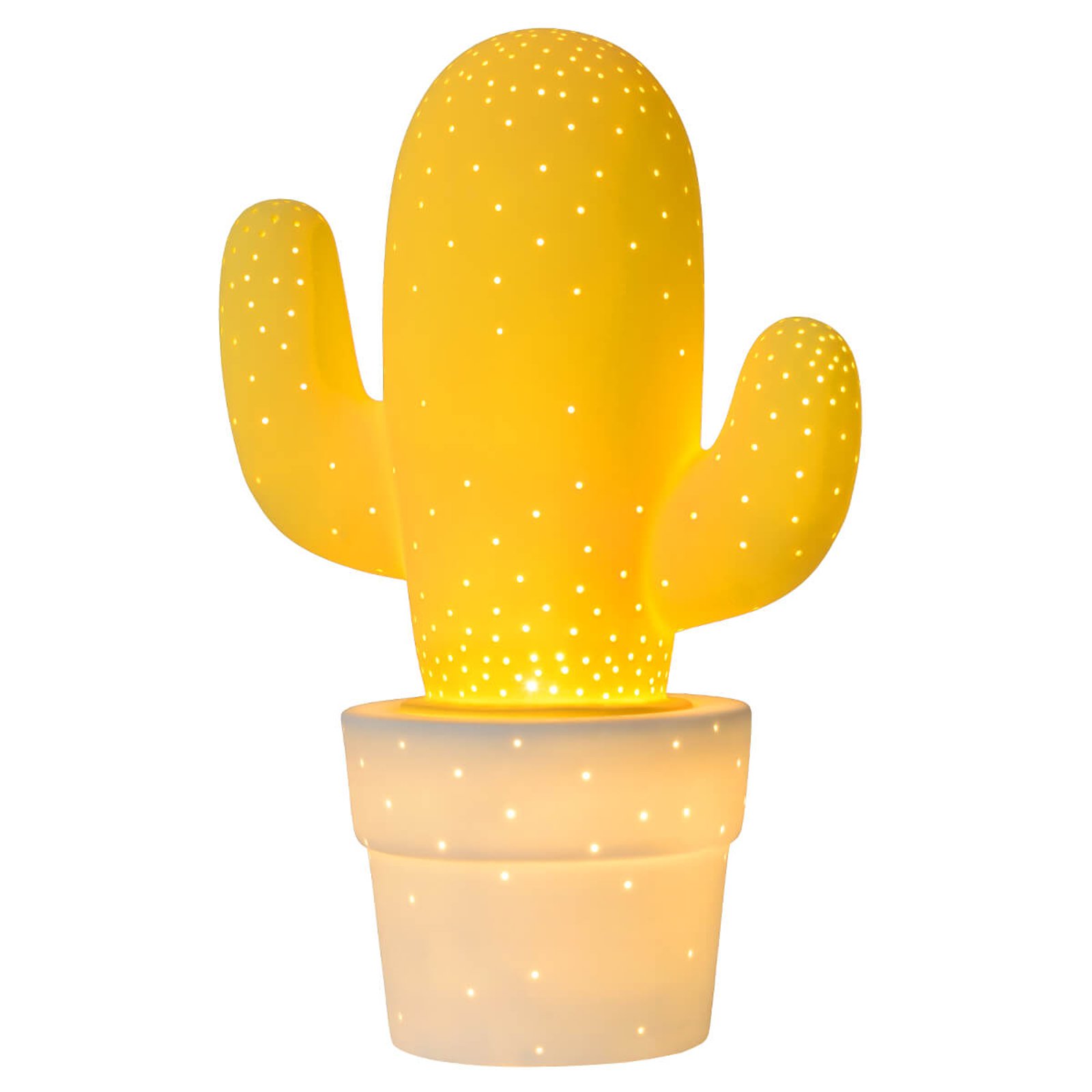 Keramisk bordlampe Cactus, gul