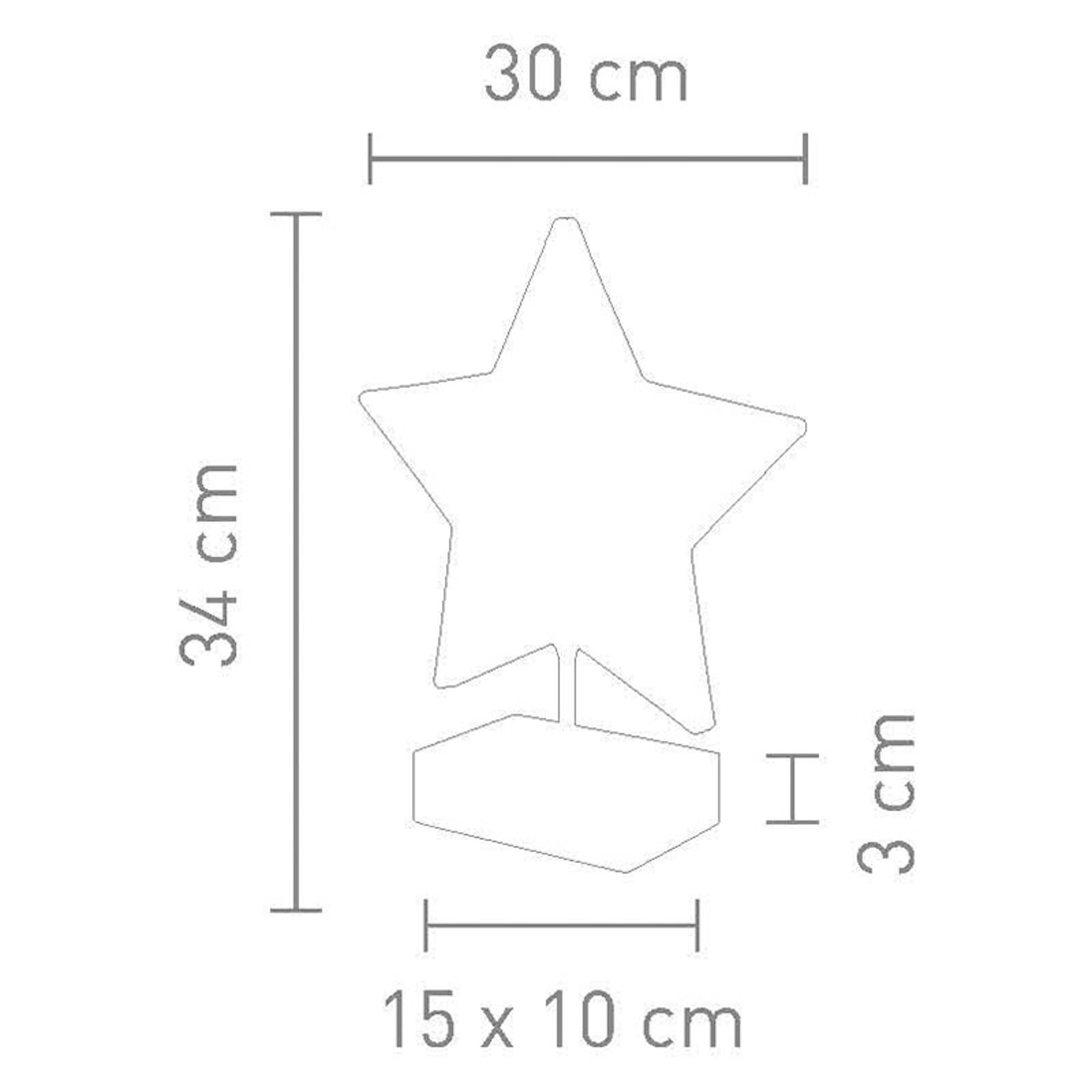 Bordlampe Stella i stjerneform, høyde 34 cm, rød